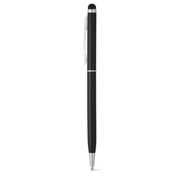 ZOE BK. Guľôčkové pero s dotykovou špičkou z hliníka - Čierna