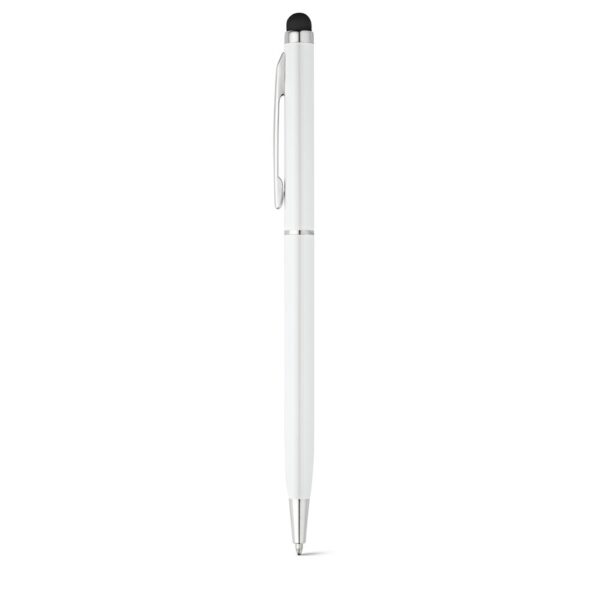 ZOE BK. Guľôčkové pero s dotykovou špičkou z hliníka - Biela