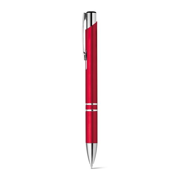BETA PLASTIC. Guľôčkové pero s kovovou sponou - Červená