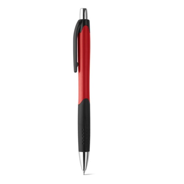 CARIBE. Guľôčkové pero s protišmykovou rukoväťou z ABS - Červená