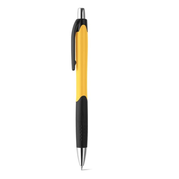 CARIBE. Guľôčkové pero s protišmykovou rukoväťou z ABS - Žltá