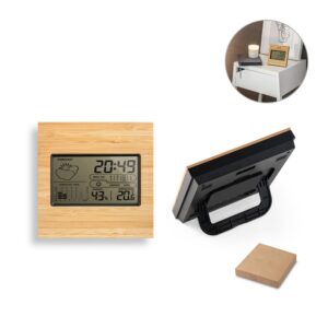 BROMLEY. Desktop meteorološka stanica sa LCD ekranom od ABS-a i bambusa
