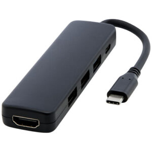 Loop Multimediálny adaptér USB 2.0-3.0 s portom HDMI z recyklovaného plastu RCS - Čierna