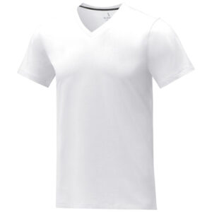 Pánske tričko s krátkym rukávom a výstrihom do V Somoto - Biela, 3XL
