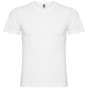 Samoyedo pánske tričko s krátkym rukávom s výstrihom do V - Biela, 3XL