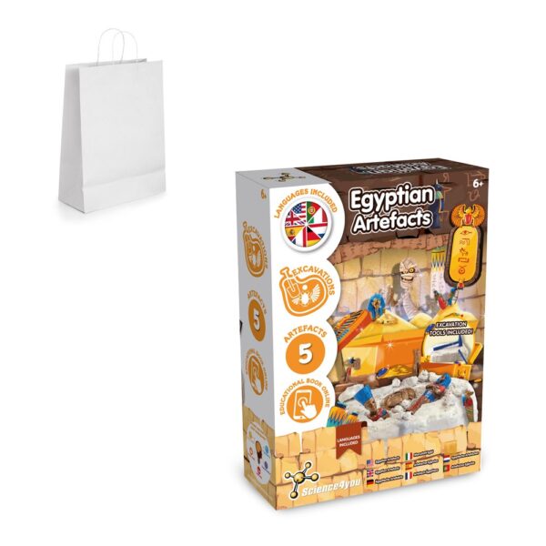 Ancient Egypt Excavation Kit II. Vzdelávacia hra pre deti dodáva sa s darčekovou taškou z kraftového papiera (90 g/m²), vyrobený z materiálu certifikovaného FSC™ a iných kontrolovaných materiálov v slonovinovej kosti
