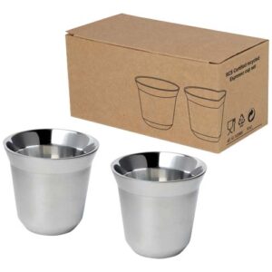 Duo sada 80ml šálok na espresso z nerezovej ocele s certifikáciou RCS - Strieborná