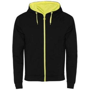 Unisex mikina Fuji - Čierna / Fluorescenčná žltá, 2XL