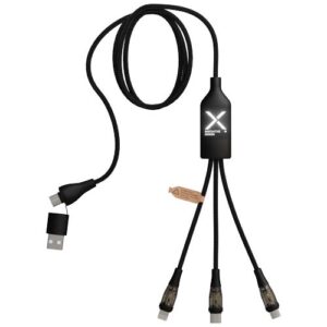Kábel 5v1 SCX.design C50 pre rýchle nabíjanie so 100 W/5 A a digitálnym displejom - Čierna