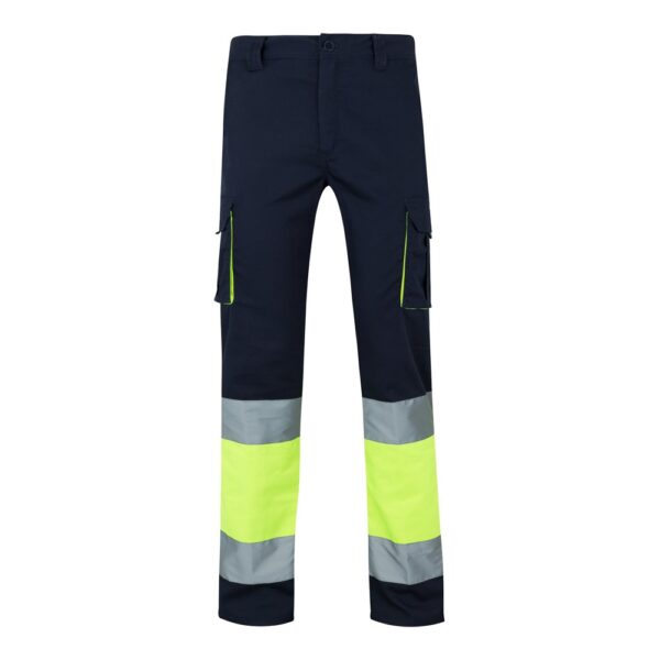 VL ZEUS LARGE. Dvoubarevné strečové kalhoty s více kapsami (240 g/m²) z bavlny (46 %), EME (38 %) a polyesteru (16 %) - Modrá, 5XL