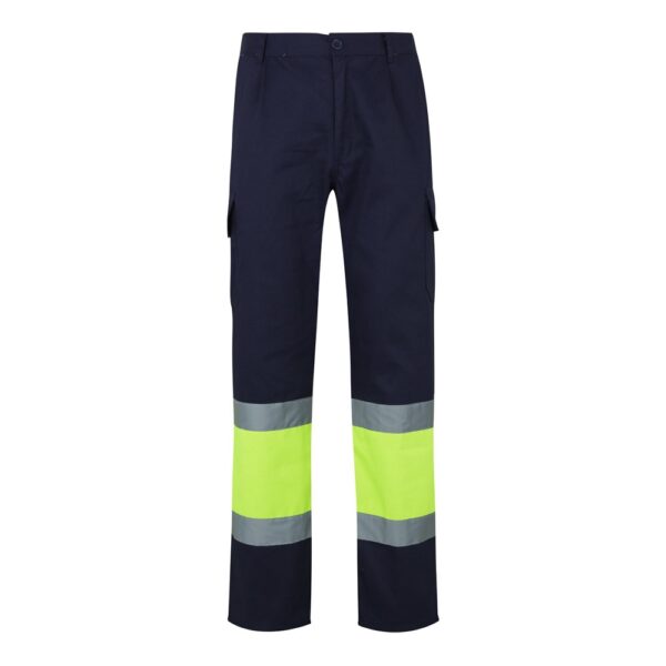 VL POSEIDON LARGE. Dvojfarebné keprové nohavice s viacerými vreckami (210 g/m²) z bavlny (20 %) a polyesteru (80 %) - Modrá, 5XL