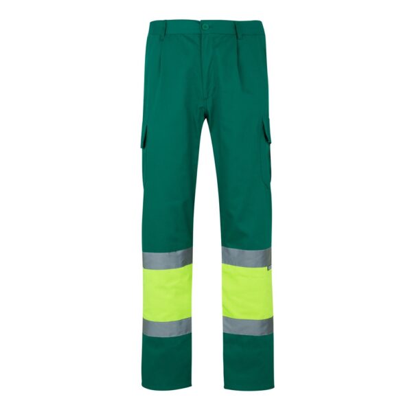 VL POSEIDON LARGE. Dvojfarebné keprové nohavice s viacerými vreckami (210 g/m²) z bavlny (20 %) a polyesteru (80 %) - Zelená, 5XL