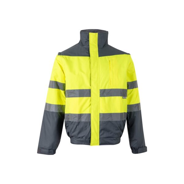 VL JUPITER. Dvojfarebná vyteplená bunda (180 g/m²) z polyesteru (100 %) s PU povrchovou úpravou - Sivá, XL