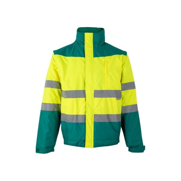 VL JUPITER. Dvojfarebná vyteplená bunda (180 g/m²) z polyesteru (100 %) s PU povrchovou úpravou - Zelená, XL