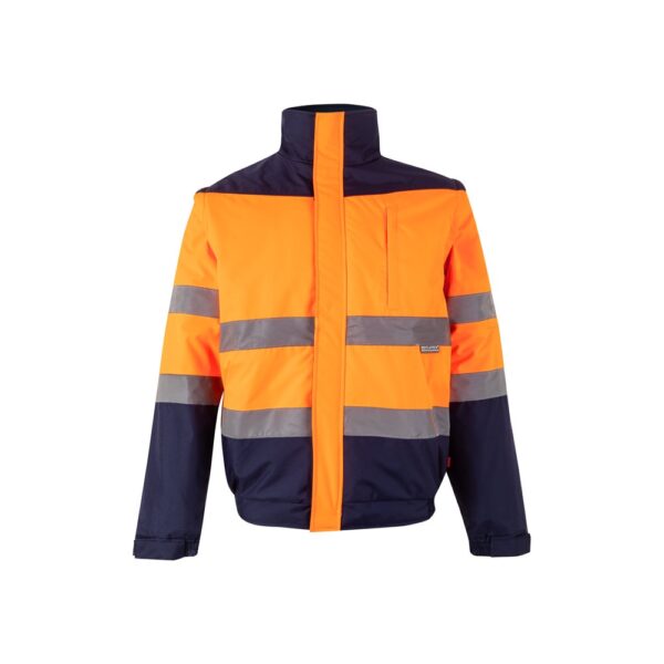 VL JUPITER. Dvojfarebná vyteplená bunda (180 g/m²) z polyesteru (100 %) s PU povrchovou úpravou - Modrá, XL