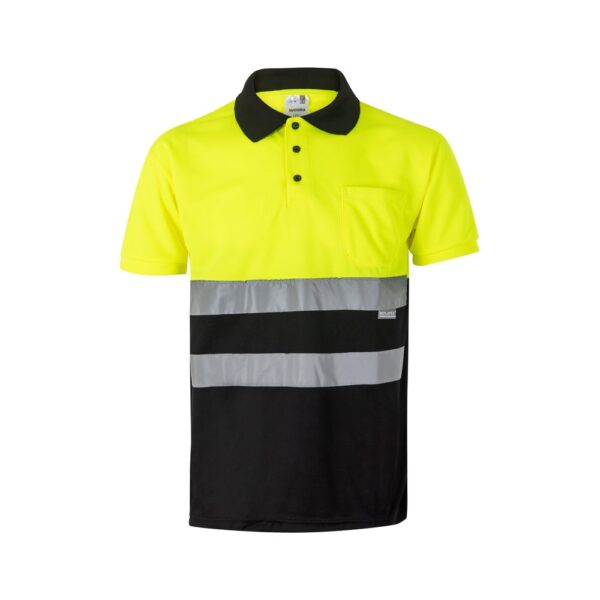 VL CUPID LARGE. Dvojfarebná polokošeľa s vtáčím okom (160 g/m²) s krátkymi rukávmi, z polyesteru (100%) - Čierna, 5XL