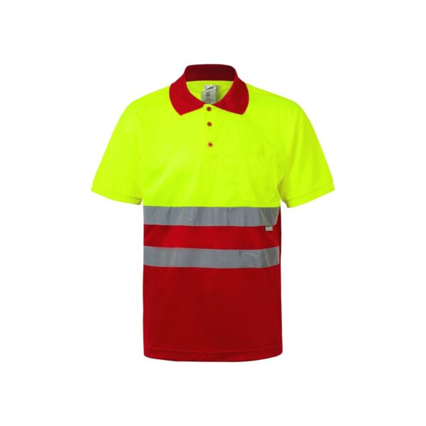 VL CUPID LARGE. Dvojfarebná polokošeľa s vtáčím okom (160 g/m²) s krátkymi rukávmi, z polyesteru (100%) - Červená, 5XL