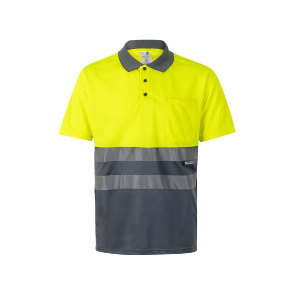 VL CUPID LARGE. Dvojfarebná polokošeľa s vtáčím okom (160 g/m²) s krátkymi rukávmi, z polyesteru (100%) - Sivá, 5XL
