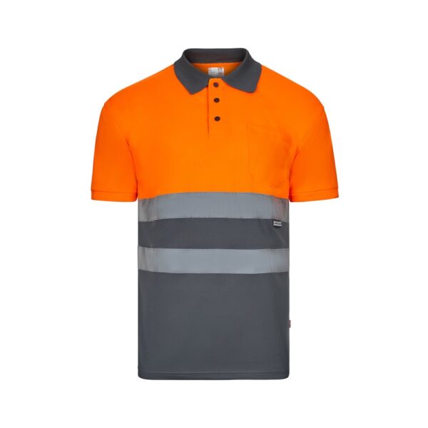 VL CUPID LARGE. Dvojfarebná polokošeľa s vtáčím okom (160 g/m²) s krátkymi rukávmi, z polyesteru (100%) - Sivá, 5XL
