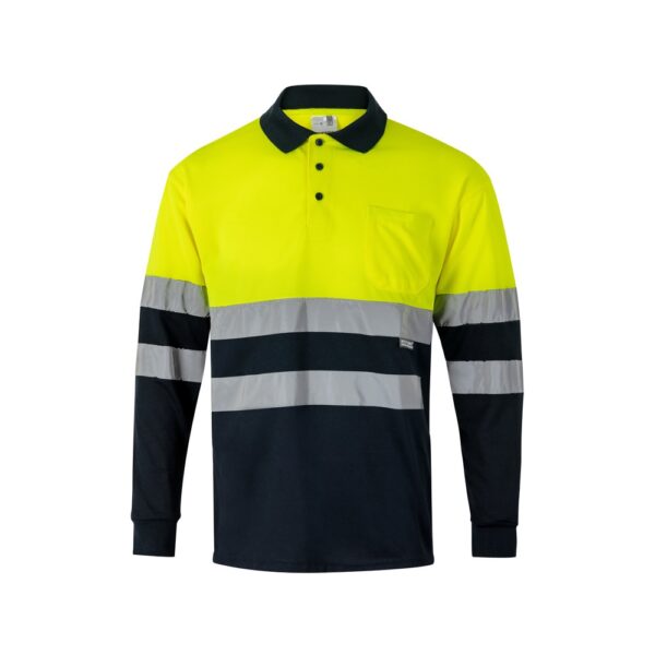 VL VULCAN. Dvojfarebná polokošeľa s vtáčím okom (160 g/m²) s dlhými rukávmi, z polyesteru (100%) - Modrá, XS