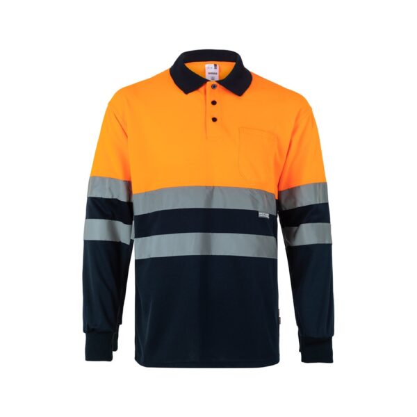 VL VULCAN. Dvojfarebná polokošeľa s vtáčím okom (160 g/m²) s dlhými rukávmi, z polyesteru (100%) - Modrá, XS