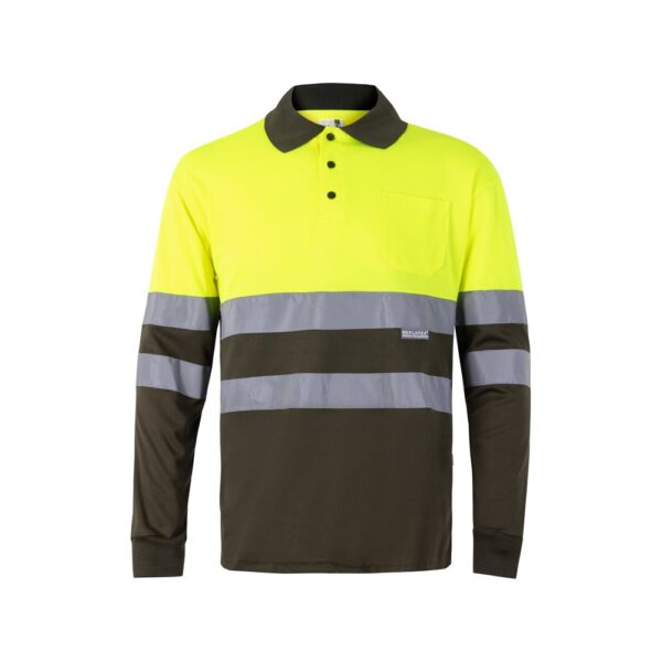 VL VULCAN. Dvojfarebná polokošeľa s vtáčím okom (160 g/m²) s dlhými rukávmi, z polyesteru (100%) - Vojenská zelená, XS