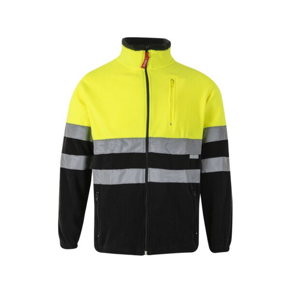VL EROS. Dvojfarebná fleecová bunda (280 g/m²) z polyesteru (100 %) - Čierna, XS