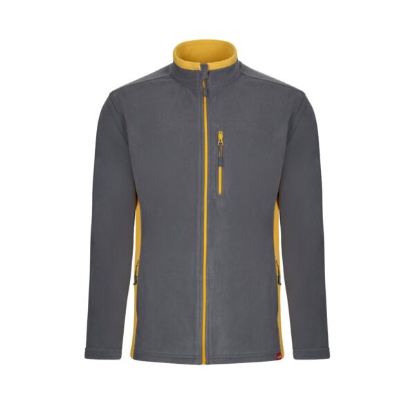 VL GERAS. Dvojfarebná fleecová bunda (220 g/m²) z polyesteru (100 %) - Sivá, XS