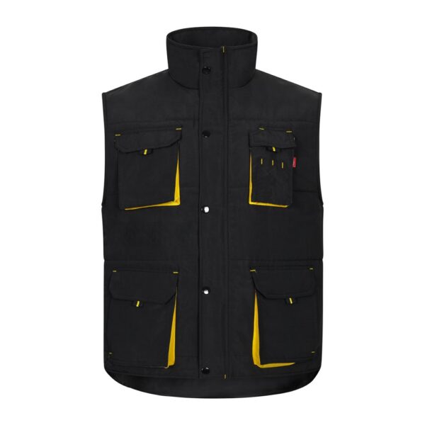 VL NERGAL. Dvojfarebná vyteplená vesta s viacerými vreckami (120 g/m²) z polyesteru (100 %) - Čierna, XL