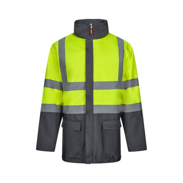 VL JUNO. Dvojfarebná parka 4 v 1 (180 g/m²) z polyesteru (100 %) s PU záterom - Sivá, XL