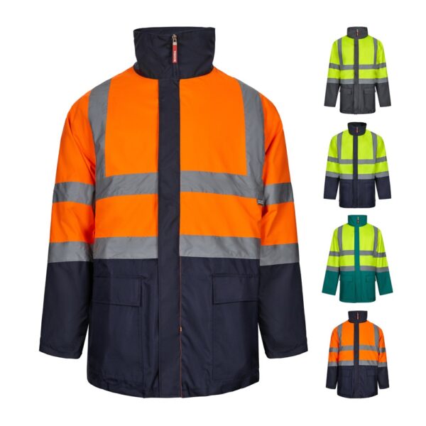 VL JUNO LARGE. Dvojfarebná parka 4 v 1 (180 g/m²) z polyesteru (100 %) s PU záterom - Modrá, 5XL