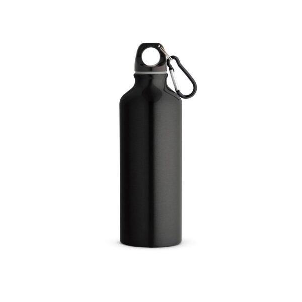 RE-LANDSCAPE M. Recyklovaná hliníková fľaša s karabínkou 530 ml - Čierna, 530 ml