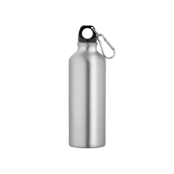 RE-LANDSCAPE M. Recyklovaná hliníková fľaša s karabínkou 530 ml - Saténovo strieborná, 530 ml