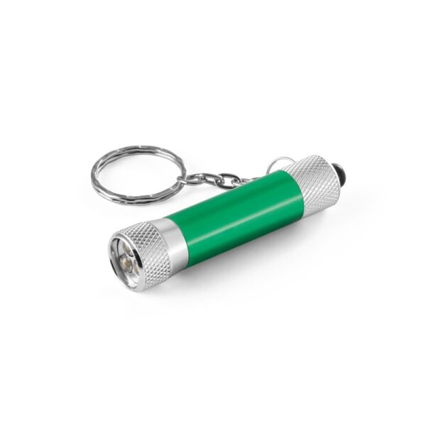 RE-LERGAN. Hliníková kľúčenka (92 % recyklovaná) s 3-svetelnou LED baterkou - Zelená