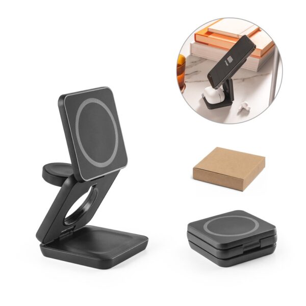 BROGLIE. Super rýchla 15W magnetická bezdrôtová nabíjačka 3v1 v recyklovaného ABS-a (100% rABS)