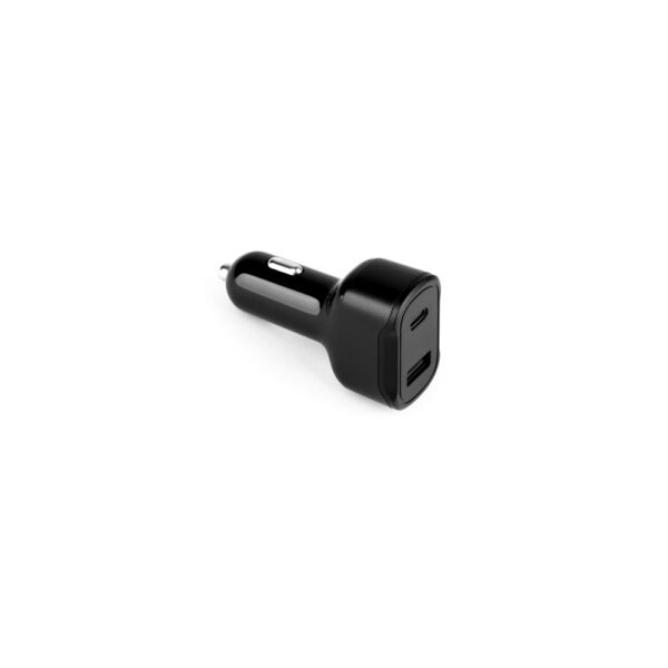 DIRAC. Adaptér do zapaľovača cigariet s portom USB-A 18W a USB-C 20W v 100% rABS - Čierna