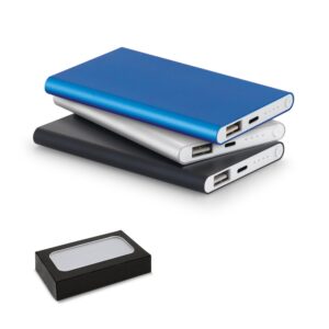 MARCET. Tanka prenosiva baterija od recyklovaného hliníka (100 % rAL) a recyklovaného ABS (100 % rABS) kapaciteta 4'000 mAh