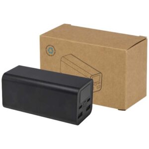 Acamar powerbanka na notebook z recyklovaného hliníka s kapacitou 20 000 mAh a výkonom 70 W - Čierna