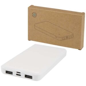 Intan powerbanka z recyklovaného plastu s kapacitou 10 000 mAh a výkonom 10 W - Biela