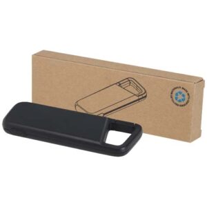 Alkes vodeodolná powerbanka z recyklovaného plastu s karabínou, kapacita 5000 mAh, 12 W - Čierna