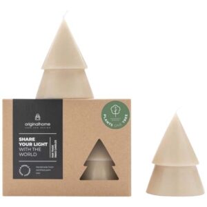 Originalhome sviečka v tvare vianočného stromčeka s vôňou matcha – stredná - Béžová